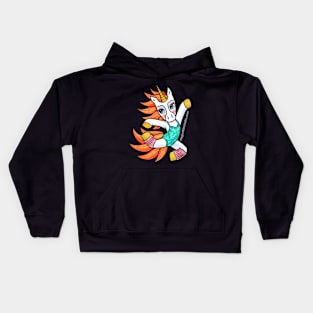 Orange + Teal Dancer Unicorn - Original Illustration Kids Hoodie